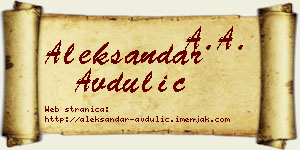 Aleksandar Avdulić vizit kartica